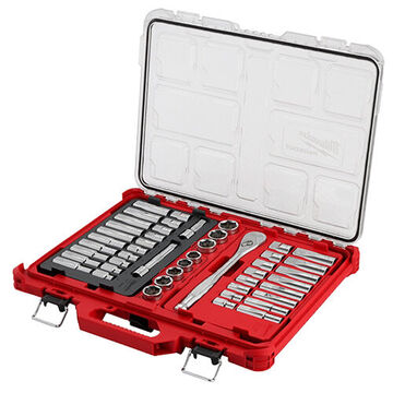 Socket Set, 1/2 in Drive, 47-Piece, Chrome-Vanadium Steel