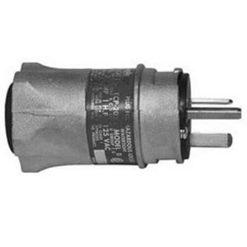 Male End Straight Blade Plug, 125 VAC, 15 A, 3-Pole, 2-Wire, Black/White