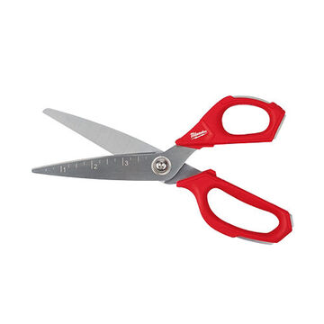 Job Site Straight Scissor, 9.3 In Lg, Coated Steel Blade, Large Loop