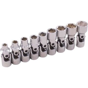 Standard Length Universal Joint Socket Set, 9-Piece, Steel, Chrome