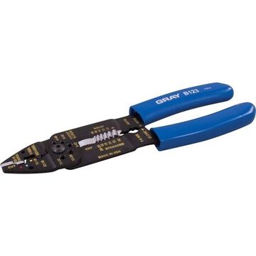 Insulated/Non-Insulated Wire Cutter/Stripper, 22 to 10 AWG, 8.5 in lg