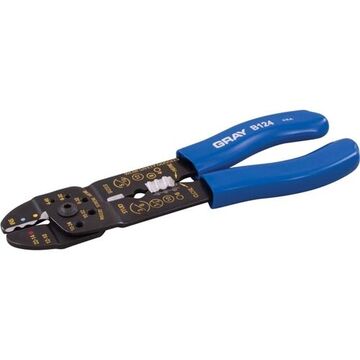 Insulated/Non-Insulated Wire Cutter/Stripper, 16 to 12 AWG, 8 in lg