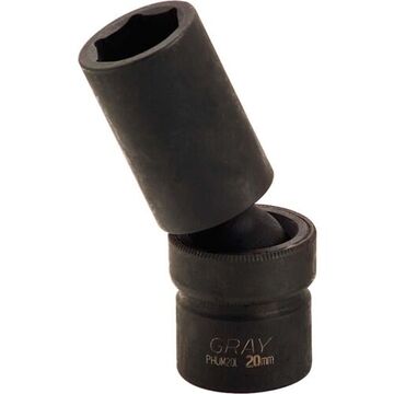 6-Point Deep Length Universal Joint Socket, 1/2 in Drive, 20 mm Drive, 89 mm lg, 360 deg