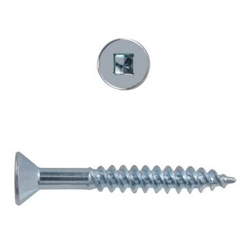 Wood Screw, #10-13 Thread, 3-1/2 in lg, Flat, Carbon Steel, Square, Zinc