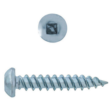 Wood Screw, #8-15 Thread, 1-1/2 in lg, Pan/Round, Carbon Steel, Square, Zinc