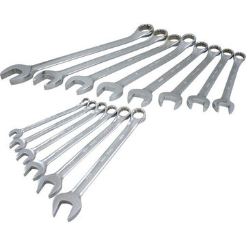 Combination Wrench Set, 14-Piece, Steel, Satin Chrome