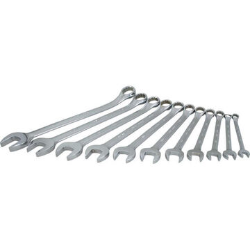 Combination Wrench Set, 11-Piece, Steel, Satin Chrome