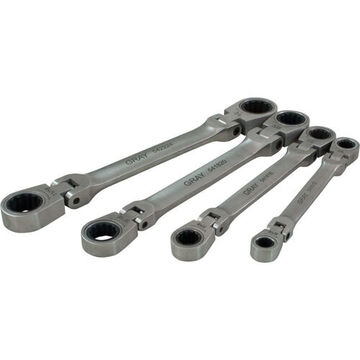 Double Box Flex Head Ratcheting Wrench Set, 4-Piece, Stainless Steel