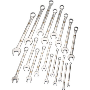 Combination Wrench Set, 19-Piece, Steel, Mirror Chrome