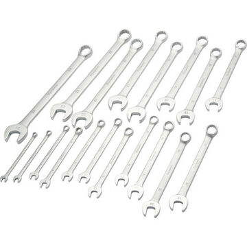 Combination Wrench Set, 19-Piece, Steel, Satin Finish