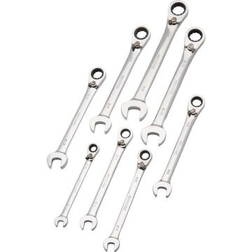 Combination Wrench Set, 8-Piece, Steel, Chrome