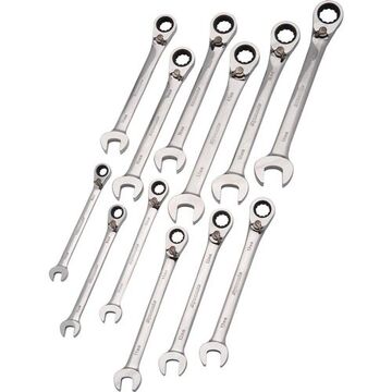 Combination Wrench Set, 12-Piece, Steel, Chrome