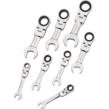 Combination Wrench Set, 8-Piece, Steel, Chrome
