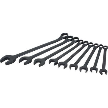 Combination Wrench Set, 9-Piece, 12-Point Metric, Steel, Black