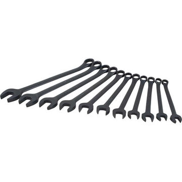 Combination Wrench Set, 11-Piece, 12-Point Metric, Steel, Black