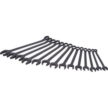 Combination Wrench Set, 14-Piece, 12-Point Metric, Steel, Black