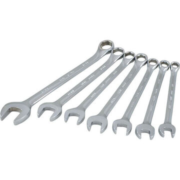 Combination Wrench Set, 7-Piece, 6-Point Metric, Steel, Mirror Chrome