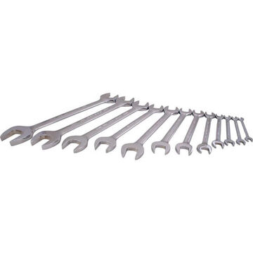 Open End Wrench Set, 12-Piece, Steel, Mirror Chrome