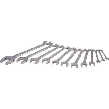 Open End Wrench Set, 12-Piece, Steel, Mirror Chrome