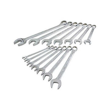 Combination Wrench Set, 14-Piece, 12-Point SAE, Steel, Mirror Chrome