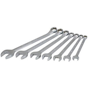Combination Wrench Set, 7-Piece, 6-Point SAE, Steel, Mirror Chrome