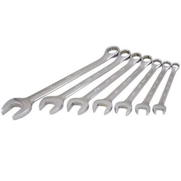 Combination Wrench Set, 7-Piece, 12-Point SAE, Steel, Mirror Chrome