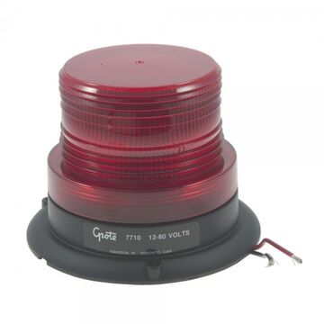 Compact Dome Mighty Mini Strobe Light, Red, LED, Permanent Mount, Polycarbonate, 0.25 A, 12/80 V
