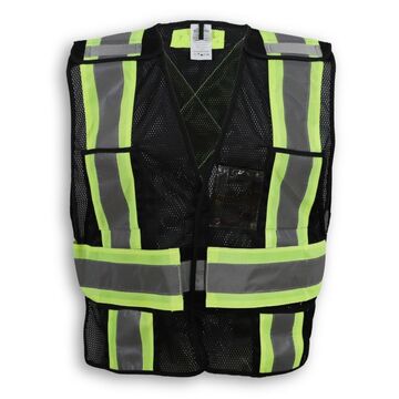 Soft Mesh High-Visibility Safety Vest, Polyester, Black, One-Size