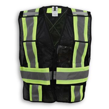 Gilet de sécurité haute visibilité en maille souple, polyester, noir, taille unique