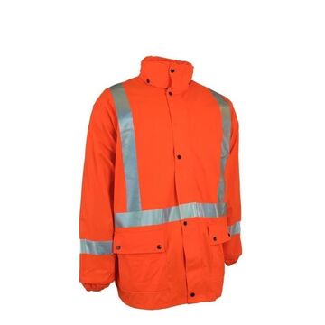 Rain Jacket, High Visibility Lightweight Fire Resistant Safety, Orange, Pu