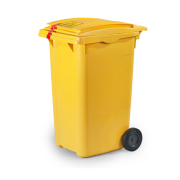 Wheeled Container, 65 G, Hdpe, Green, Flange Lock