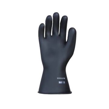 Class 0 Voltage Insulating Electrical Gloves, No. 9.5, Galvanized Black, Natural Rubber