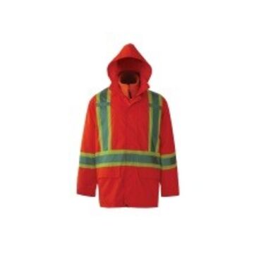 Capuche de pluie robuste, 5.5 pouce de largeur, 10 pouce de longueur, 1 pouce de hauteur, orange, PVC/polyester, fermeture à glissière avec rabat