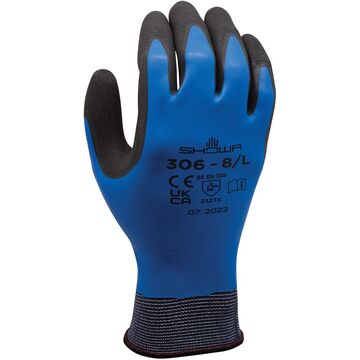 Coated Gloves, Blue, Nylon, Polyester