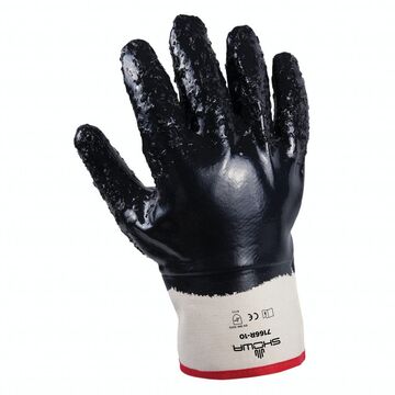 Coated Gloves, No. 10/Large, Black, Cotton Jersey