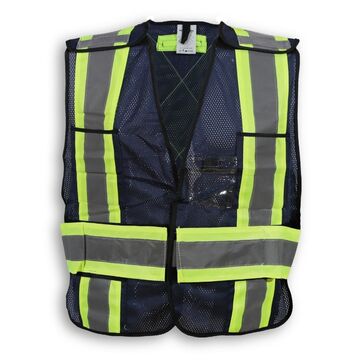 Soft Mesh High-Visibility Safety Vest, Polyester, Navy Blue, One-Size