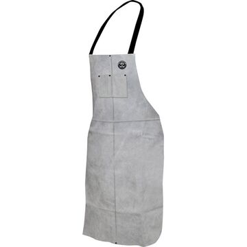 Bib Apron Protective Welding, One Size, Pearl Gray, Split Cowhide Leather