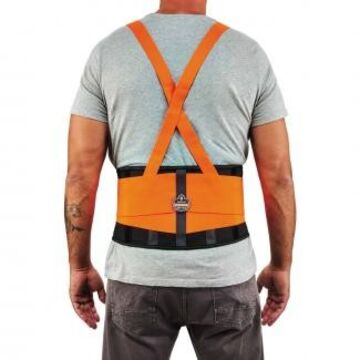 Back Support Brace, Large, High-Visibility Orange, Spandex