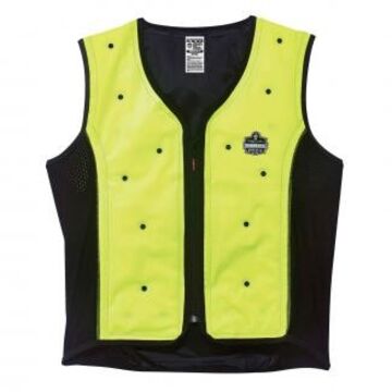 Gilet de sécurité haute visibilité pour refroidissement par évaporation à sec, nylon, citron vert, moyen