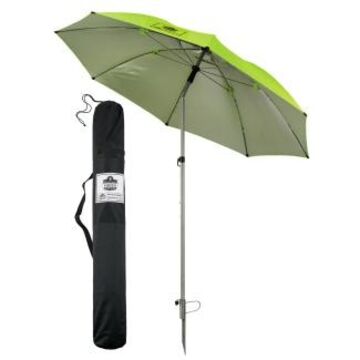 Lightweight Industrial Umbrella, 84 in Dia, Polyester, Lime, CPAI, For Construction, Trades, Landscaping/Grounds, Utility Crews, Survey Crews, Oil/Gas Refining, Emergency Response, Agriculture