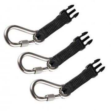 Retractable Tool Lanyard Accessory Pack, 1 lb, Stainless Steel Carabiner, Black, Carabiner