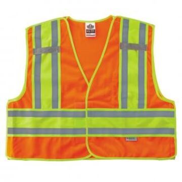 Public Safety Vest, Polyester Mesh, High-Visibility Orange, 6X-Large/7X-Large