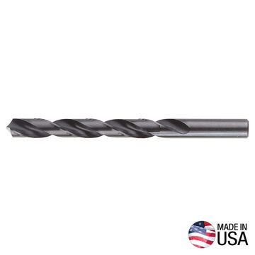 Drill Bit, 5 in oal, Spiral, 3/8 in, Straight, 118 deg, High Speed Steel, High Speed Steel, Black Oxide, Black, Ferrous Metal, Low Carbon, Non-Ferrous Metal and Stainless Steel