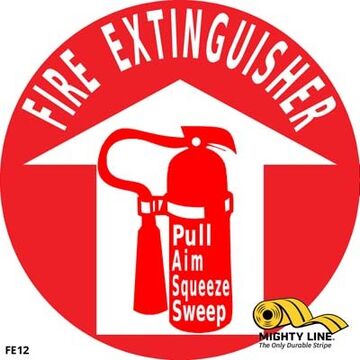 Floor Sign Fire Extinguisher Pass 12in
