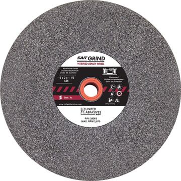 General Purpose Bench Grinding Wheel, 10 in x 1 in x 1-1/4 in, A36, Aluminum Oxide, 2483 rpm