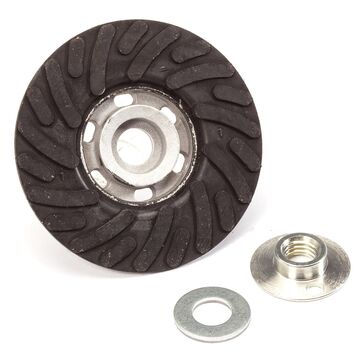 Disc Backing Pad, Rubber, 4-1/2 in dia, 5/8 in Arbor